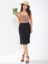 Women's midi skirt with lace hollow out, classic and fashionable for going on vacation